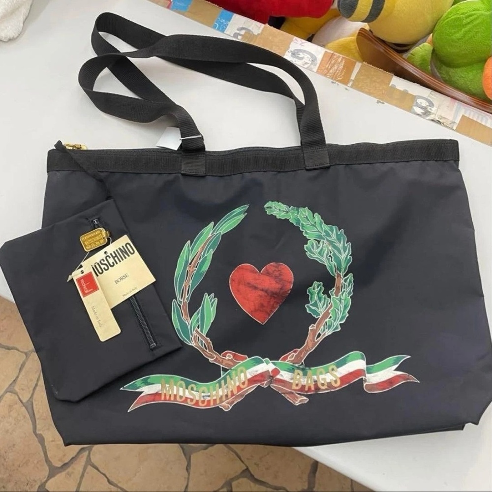 Moschino Black Tote Bag with Heart Design